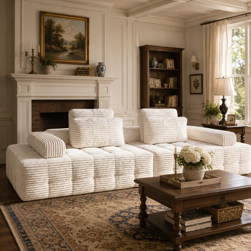 Sofá modular seccional sin estructura, chaise longue extragrande con asientos profundos, sofá cama modular Cloud, no requiere montaje, combinación libre, sofá seccional moderno. Sofá seccional sin estructura. Muebles de sala de estar.