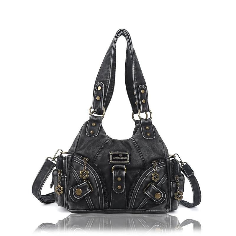 Bolso de mano pequeño y moderno para mujer Angel Kiss - Bolso tote multibolsillos de piel texturizada Vagen con cremallera, bolso de hombro Tramp, bolso Angel Kiss, accesorios para mujer, estilo veraniego