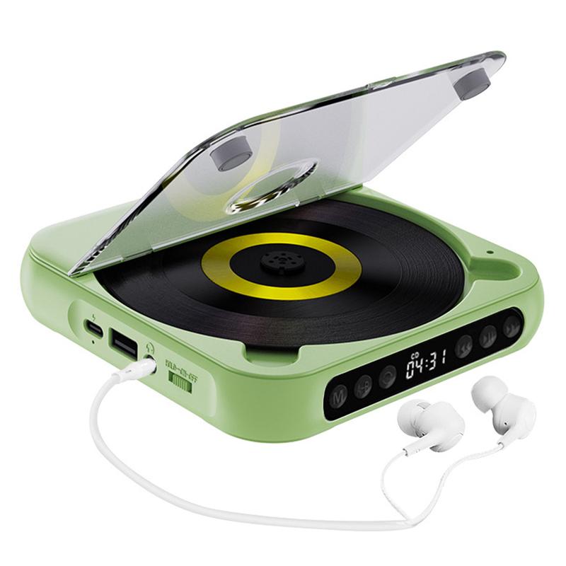 Reproductor de CD inalámbrico recargable Bluetooth 5.3 MEGICOT - Reproductor de audio multiformato con batería de 2000 mAh, controles de botón, función de retención de altavoz, pantalla LED, puerto USB, compatibilidad con auriculares, bloqueo de teclas, r