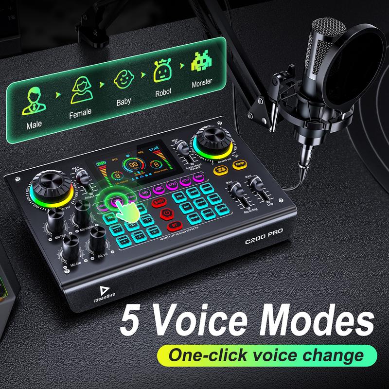 Mezclador de audio USB Ideanthro C200 PRO-P15, tarjeta de sonido DSP de doble núcleo con micrófono y auriculares duales, cambiador de voz y ecualizador para streaming, grabación y la mayoría de las plataformas en vivo. #VictoriasDeVerano #OfertasParaTi