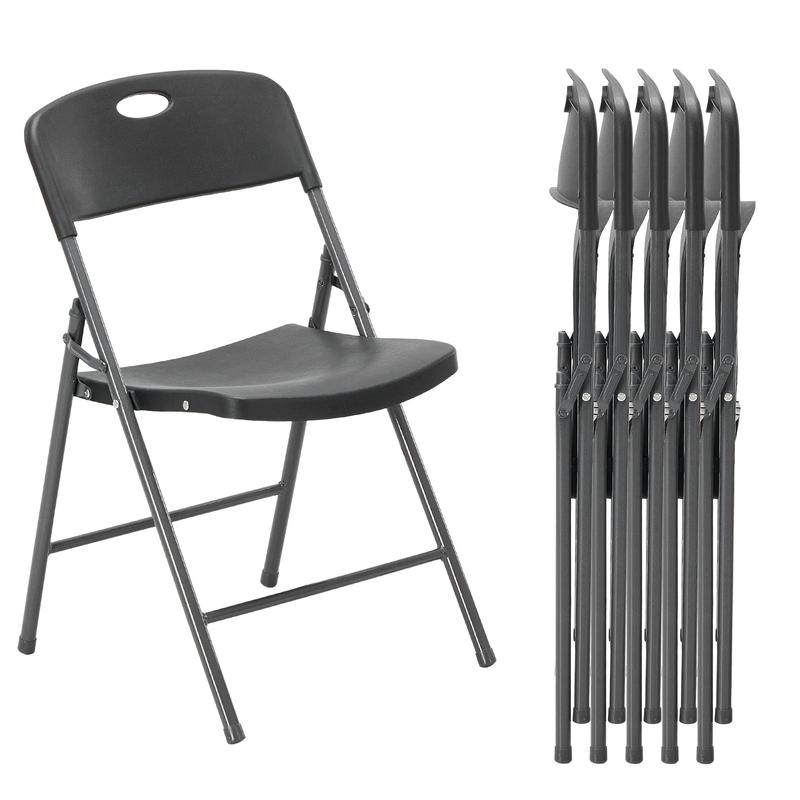 Silla plegable de plástico resistente Sweetcrispy - Respaldo ergonómico, capacidad de peso de 150 kg, apilable, portátil, para interiores y patios, sillas plegables de plástico, sillas