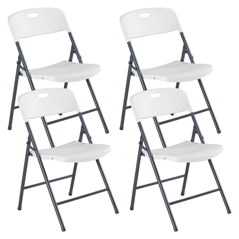 Silla plegable de plástico resistente Sweetcrispy - Respaldo ergonómico, capacidad de peso de 150 kg, apilable, portátil, para interiores y patios, sillas plegables de plástico, sillas