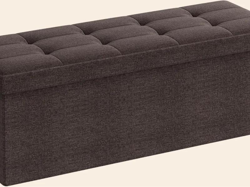 Banco de Almacenamiento, Baúl, Caja de Almacenamiento, Plegable, Carga de 300 kg, 80cm x 38 x 38 cm, Marron