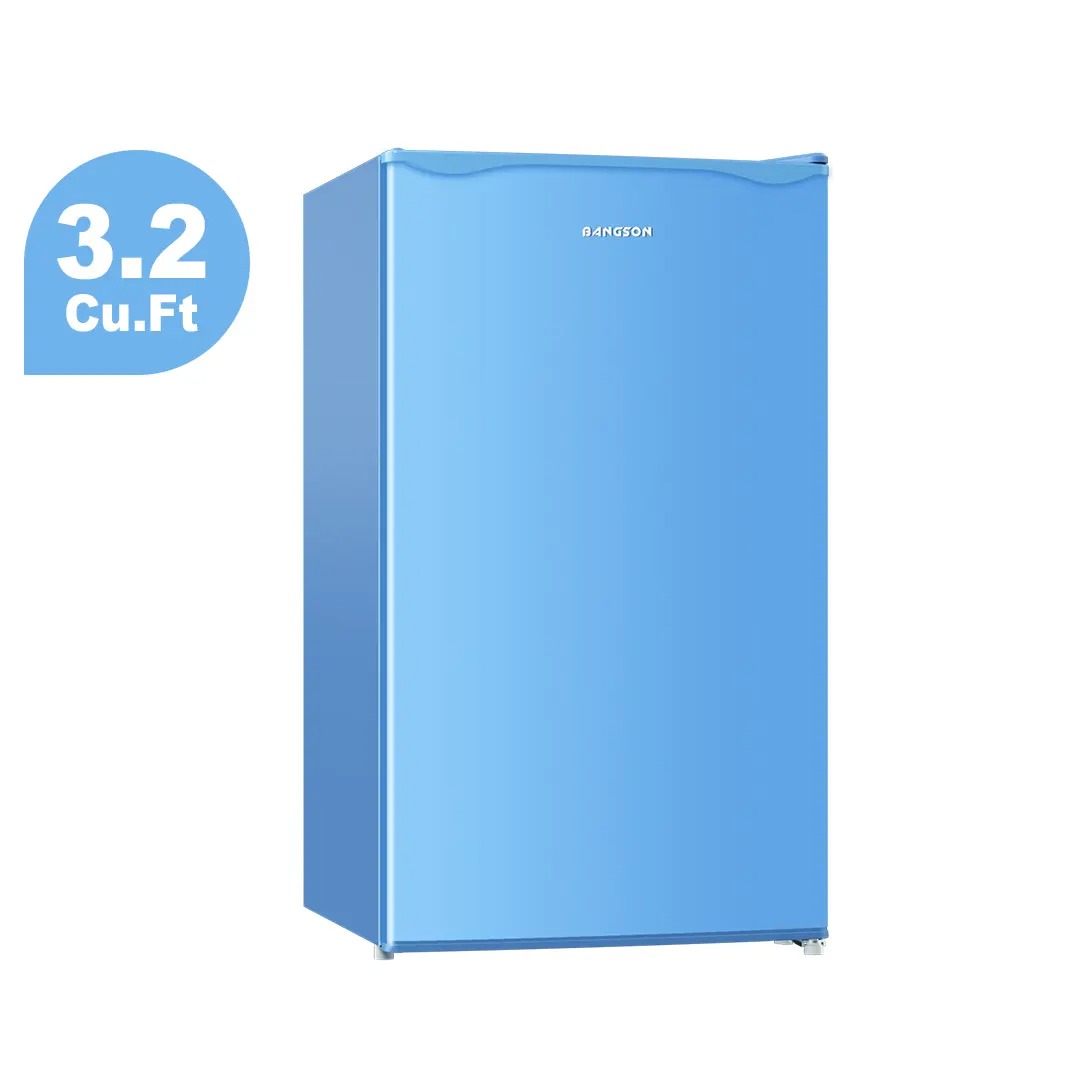 Mininevera de 3,2 pies cúbicos de una puerta y doble capacidad con congelador integrado independiente, enfriador de bebidas de bajo consumo, funcionamiento silencioso, termostato de control de temperatura y tamaño compacto.