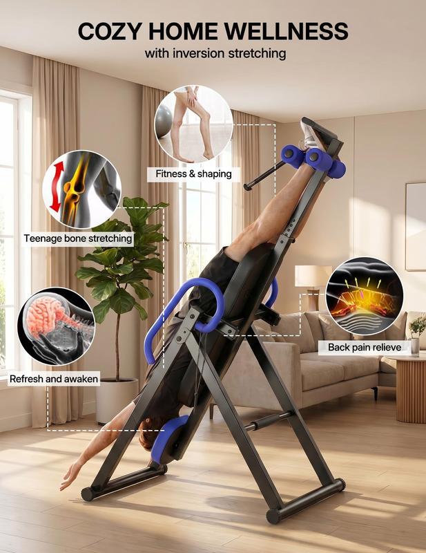Mesa de inversión YOLEO de alta resistencia con gravedad para terapia de alivio del dolor, con reposacabezas y cinturón protector ajustable. Máquina estiradora de espalda.