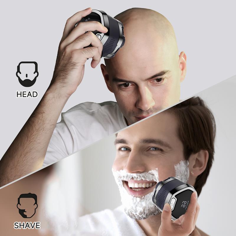 Afeitadora eléctrica KOMINGDON de 7 hojas con levitación magnética para hombre, resistente al agua IPX7, uso en seco y húmedo, inalámbrica, para un afeitado suave de cabeza y cuerpo, con carga rápida USB-C, afeitadora inalámbrica, afeitado suave, acero al