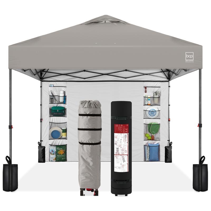 Toldo plegable de fácil montaje de 3x3 metros, tienda portátil con pared lateral, apertura con un solo botón, incluye estuche.