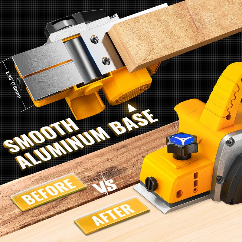 Cepilladora eléctrica inalámbrica de 8,25 cm (3-1/4") compatible con batería Dewalt de 20 V (¡batería no incluida!). Cepilladora de madera de 15000 RPM para carpintería y bricolaje en el hogar. Edge summervibes