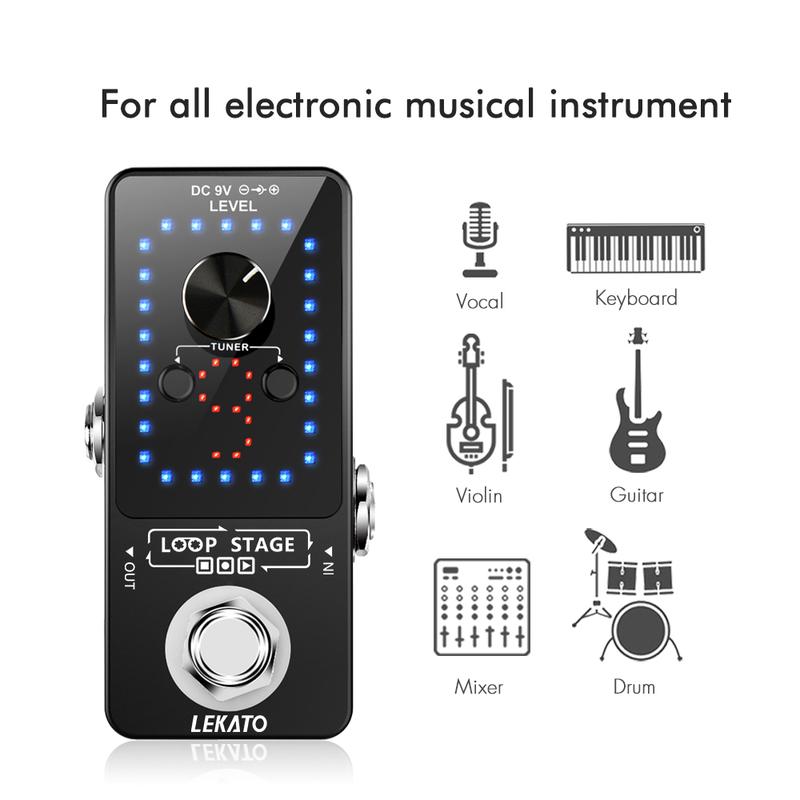 Pedal looper de guitarra LEKATO, set de pedales de efectos para guitarra con bucle simple de 5 minutos, 3 bucles de 18 minutos, 9 bucles de 30 minutos, función de grabación, sincronización y afinador.