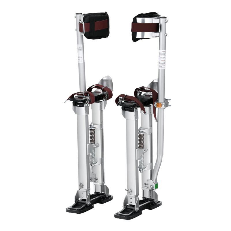 Zancos para paneles de yeso, zancos ajustables de aluminio de 45-76 cm con rodilleras protectoras, zancos de trabajo duraderos y antideslizantes para pintar, caminar y encintar paneles de yeso, color plata.