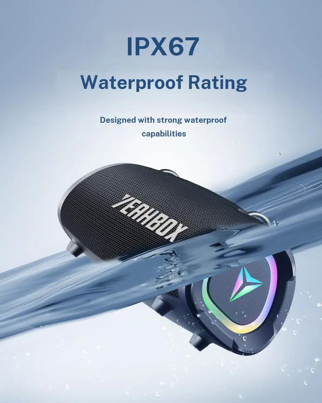 Altavoz Bluetooth inalámbrico portátil - 100 W (120 W de pico) Audio estéreo, resistente al agua IP67, luces RGB, carga mediante power bank de 9000 mAh, DSP dual, correa para el hombro para camping y fiestas.