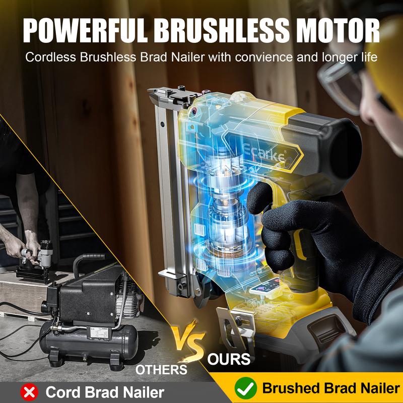 Clavadora inalámbrica de 18 GA de 5/8 a 1-1/4 pulgadas para Dewalt 20V, 【Batería NO incluida】, Pistola de clavos de 18 calibres con 2 modos y 1000 clavos para carpintería de madera, sin escobillas