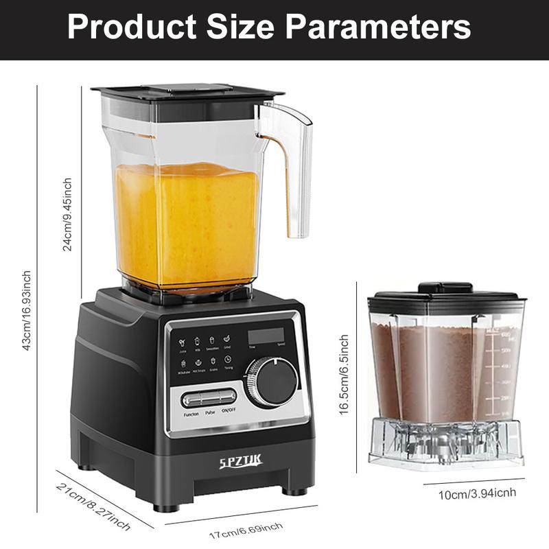 Licuadora profesional SPZTJK, licuadora de cocina de 68 oz, libre de BPA, 2 recipientes, licuadora de mostrador, trituradora de hielo y máx. 1400 vatios/1000 vatios, licuadora y molinillo combinados, batidos/jugos/mantequilla de frutos secos/procesador de