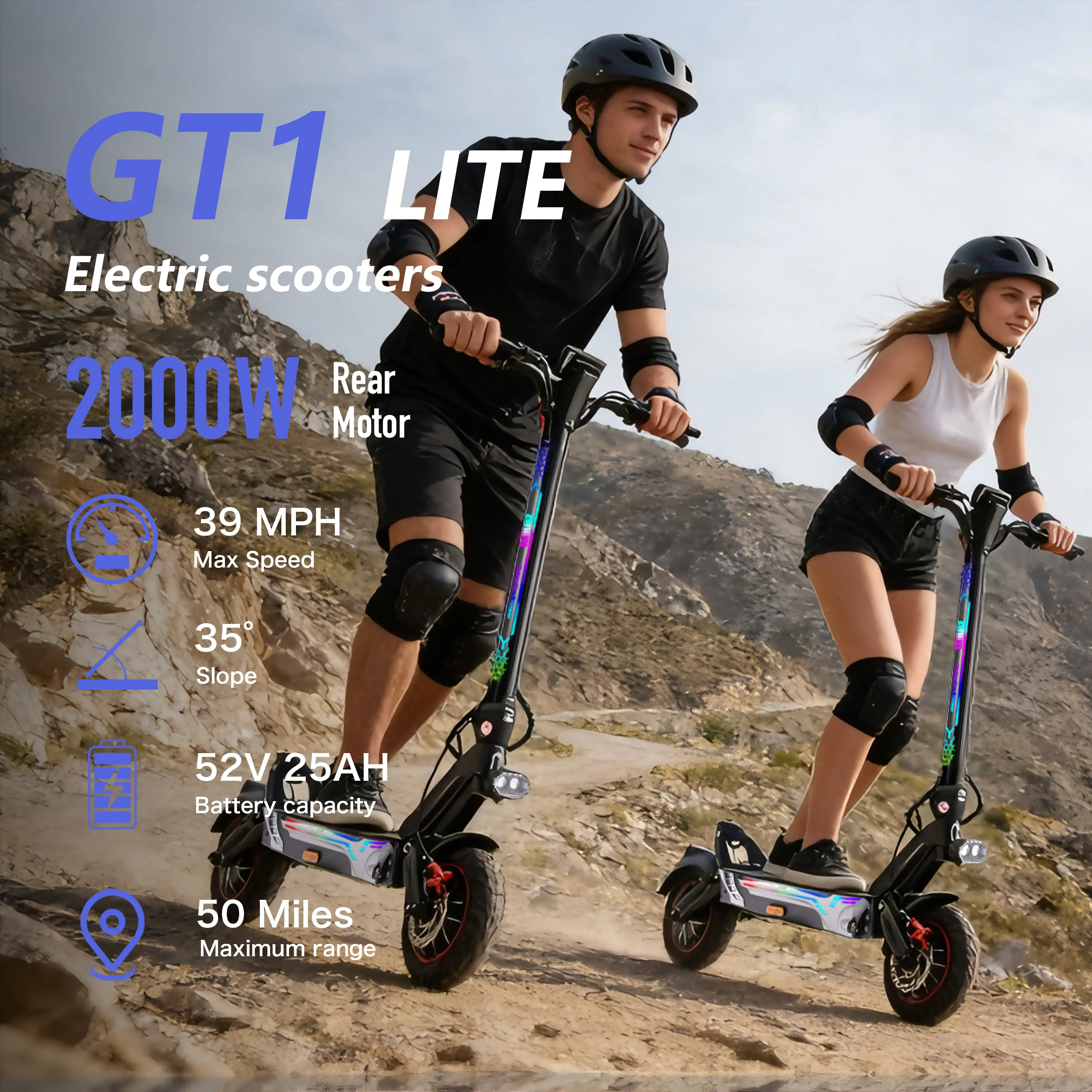 Potente patinete eléctrico Max Pro: autonomía de 50 millas, equipado con doble motor de 4000 W, velocidad de hasta 42 mph, neumáticos sin cámara de 11 pulgadas, suspensión delantera y trasera, desbloqueo manos libres, sistema antirrobo y diseño plegable.