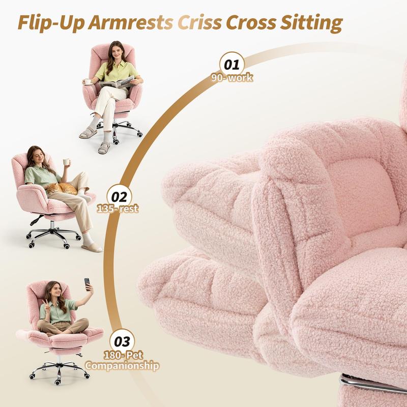 Silla de comedor ergonómica Garvee Criss Cross: respaldo alto, reposabrazos ajustables en 3 niveles, reposapiés, comodidad para piernas cruzadas, para personas altas y corpulentas, silla de escritorio con ruedas para juegos en el hogar o la oficina.