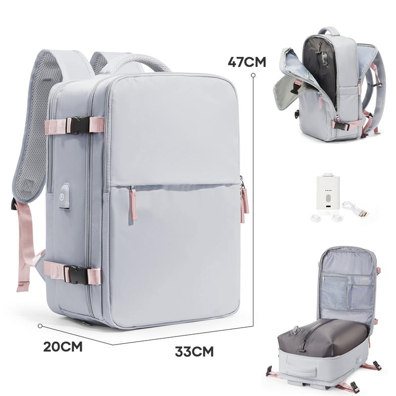 Mochila de viaje con cierre hermético al vacío, diseño unisex, tamaño homologado como equipaje de mano para viajes en avión, mochila portátil con bomba y sistema de vacío, color negro/verde/gris-marrón.