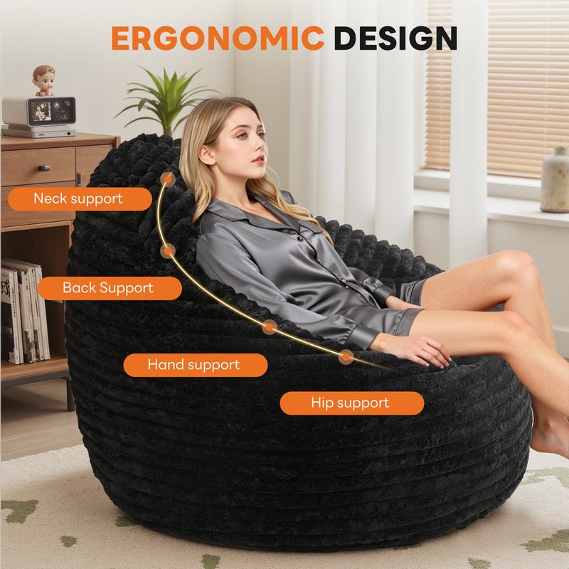 Sillón tipo puf, pufs de 99 cm para adultos y niños, silla con relleno de espuma viscoelástica, sofá tipo puf con respaldo y reposabrazos, sofá cómodo para sala de estar, dormitorio y residencia estudiantil, summerwins