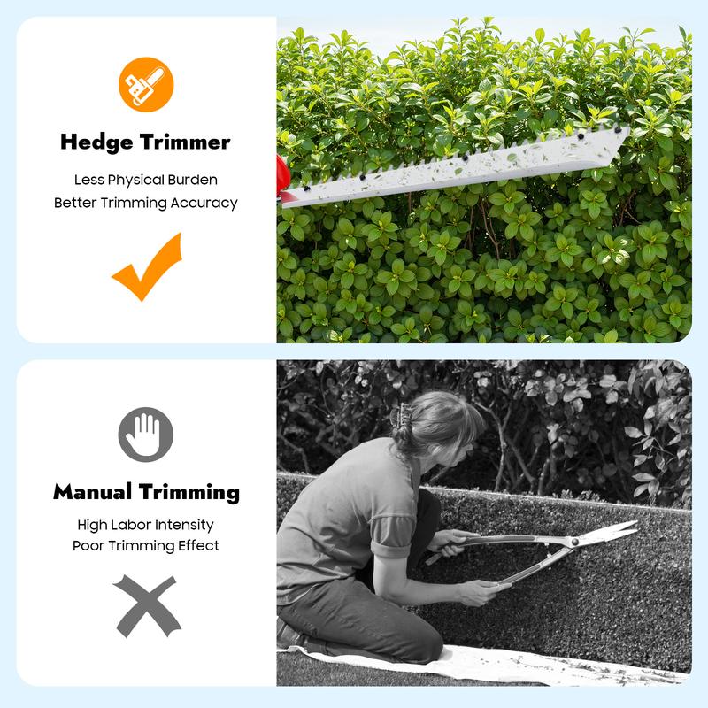 Cortasetos de jardín de aluminio de 68,5 cm (27 pulgadas) - Herramienta para cortar arbustos sin batería, cuchilla de 0,5 mm (0,02 pulgadas), 7,4 kg, longitud de corte de 70 cm (27,56 pulgadas), 92 x 27 x 25 cm (92 x 27 x 25 cm), 1 manual bilingüe, para p