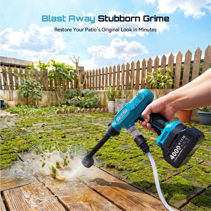 Hidrolavadora inalámbrica de alta presión SEESII, limpiadora de 1500 PSI con 1 batería de 4000 mAh, boquilla 6 en 1 y cañón de espuma para limpieza de automóviles, hogar y jardín. Ofertas para ti.
