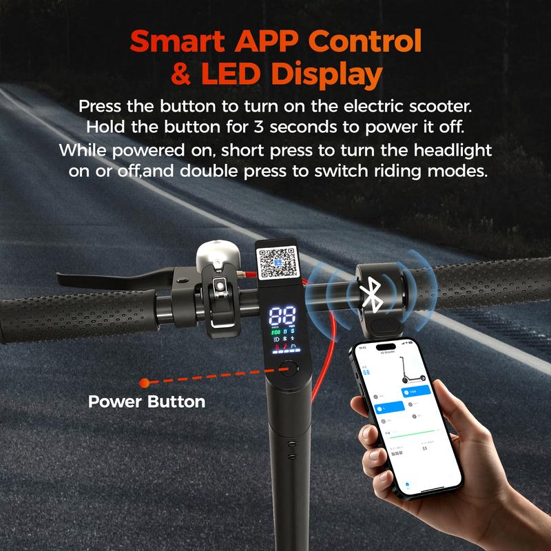 Patinete eléctrico, velocidad máxima de 30 km/h, autonomía de 34 km, motor de 350 W, batería de larga duración, neumáticos macizos de 21,5 cm, apto para subir cuestas, doble freno, control mediante aplicación, patinete plegable y portátil para desplazamie