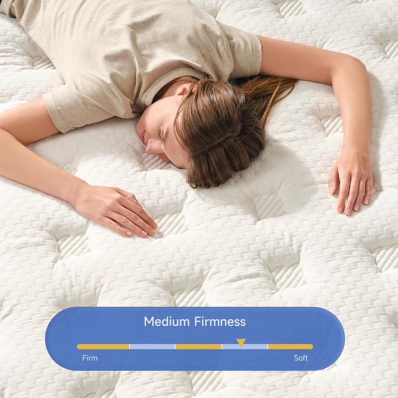 Colchón híbrido de muelles ensacados de 25-30 cm, espuma viscoelástica con gel refrescante CertiPUR-US sin fibra de vidrio, colchón con aislamiento de movimiento y alivio de presión, tamaño individual/matrimonial/queen.