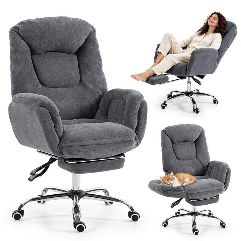 Silla de comedor ergonómica Garvee Criss Cross: respaldo alto, reposabrazos ajustables en 3 niveles, reposapiés, comodidad para piernas cruzadas, para personas altas y corpulentas, silla de escritorio con ruedas para juegos en el hogar o la oficina.