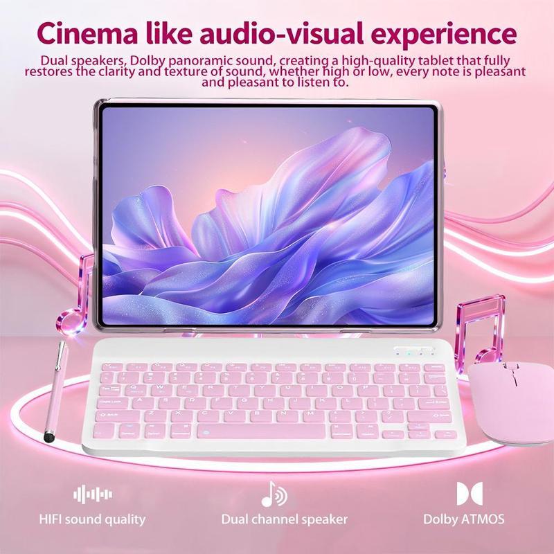 Tablet Android 15 de 10,1" con teclado, ratón, lápiz óptico, funda, adaptador USB, tarjeta Bluetooth inalámbrica, 4 GB de RAM, 64 GB de ROM, doble SIM, pantalla IPS de 1280x800, cámara de 13 MP, batería de 5000 mAh, regalo de San Valentín, pantalla, elect
