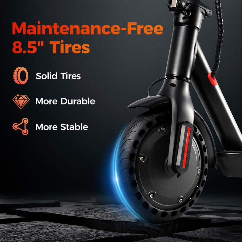 Patinete eléctrico, velocidad máxima de 30 km/h, autonomía de 34 km, motor de 350 W, batería de larga duración, neumáticos macizos de 21,5 cm, apto para subir cuestas, doble freno, control mediante aplicación, patinete plegable y portátil para desplazamie