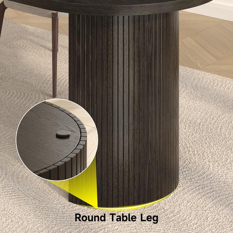 Mesa de comedor de 70,8 pulgadas para 4-6 personas, mesa de comedor ovalada con base de listones de madera curvados y estriados, mesas de cocina modernas de mediados de siglo con almohadillas en las patas, mesas de comedor para sala de estar, comedor