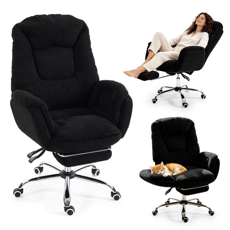 Silla de comedor ergonómica Garvee Criss Cross: respaldo alto, reposabrazos ajustables en 3 niveles, reposapiés, comodidad para piernas cruzadas, para personas altas y corpulentas, silla de escritorio con ruedas para juegos en el hogar o la oficina.