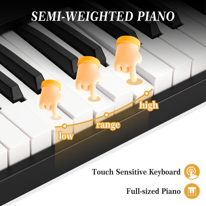 Teclado de piano plegable GARVEE de 88 teclas, piano eléctrico digital portátil de tamaño completo con teclas semipesadas, Bluetooth, auriculares, pedal de sustain y funda.