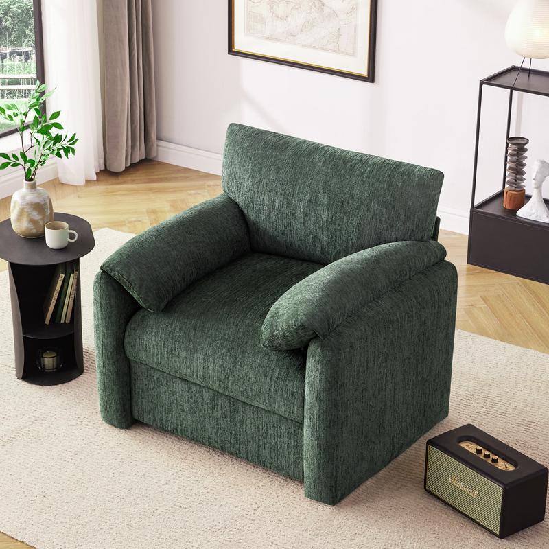 Sillón extragrande de chenilla, 98 cm de ancho, sillas auxiliares para sala de estar y dormitorio, sillón moderno, silla de lectura tapizada de mediados de siglo, silla cómoda para sala de estar, sillón individual tipo sofá