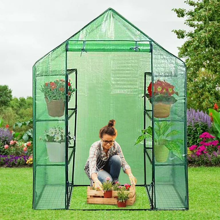 Costway Invernadero con Cubierta 143x73x195cm para Jardín Color Verde