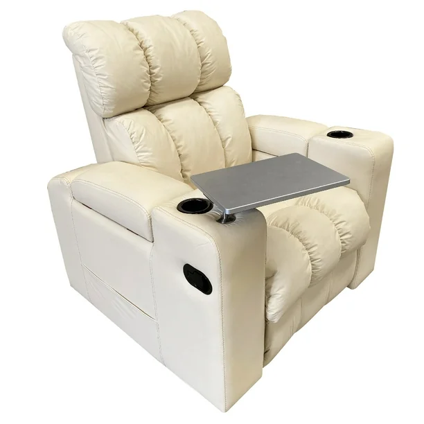 Sillon Reclinable Reposet con mesa y portavasos para cinema en casa en tactopiel Uso rudo Mobydec Sine Sillon reclinable reposet minimalista