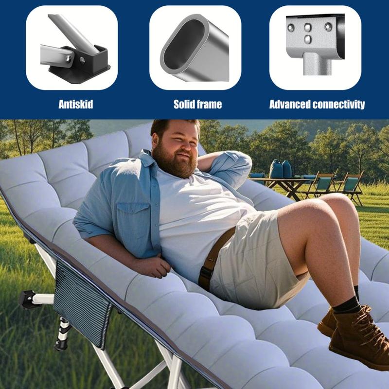 Cama plegable de camping para exteriores con colchón, cama para dormir resistente con bolsa de transporte, soporta hasta 408 kg, cama portátil para invitados para camping, viajes, uso en exteriores e interiores.