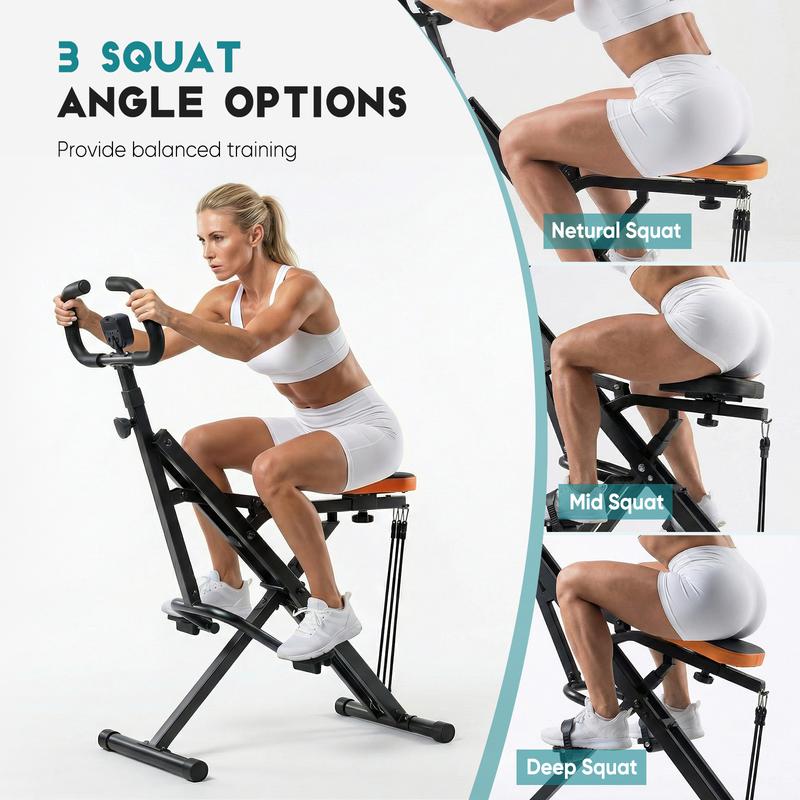Máquina de remo para glúteos y piernas con pantalla LCD, plegable y con asistencia para sentadillas – Resistencia ajustable para un entrenamiento corporal completo en casa – Equipo de ejercicio compacto