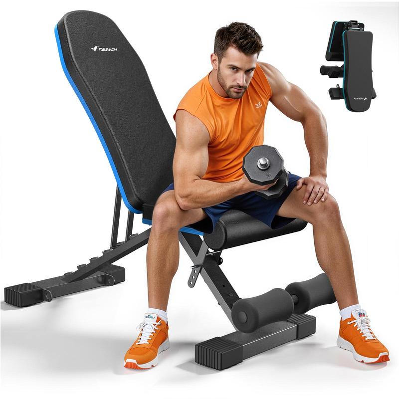 Banco de pesas ajustable, multifuncional para entrenamientos de cuerpo completo con mancuernas, capacidad de 136 kg (300 lbs), estructura triangular, respaldo ergonómico acolchado, máquina de ejercicios para entrenamiento de fuerza en el gimnasio en casa.