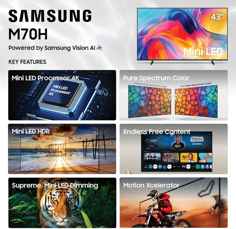 Televisor inteligente Mini LED M70H de 43 pulgadas con inteligencia artificial Vision AI Companion (2026)
