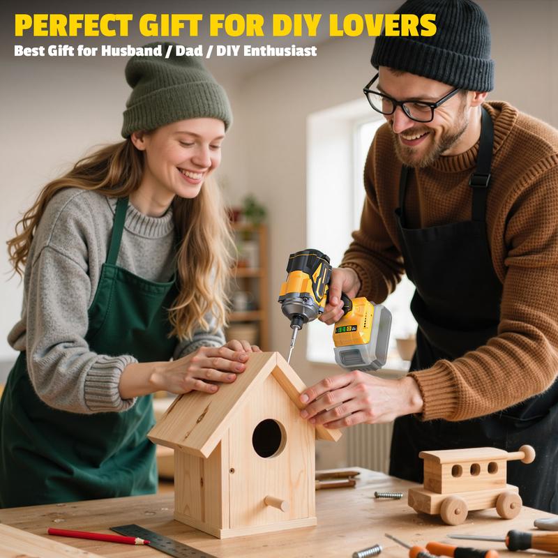Atornillador de impacto inalámbrico de 1/4" compatible con baterías Dewalt/Milwaukee (¡solo herramienta!), taladro de impacto sin escobillas de 2800 in-lbs, 4 velocidades, 3900 RPM, herramienta compacta para construcción y hogar summervibes