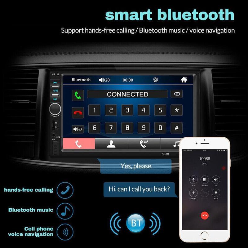 Radio estéreo para coche de 7 pulgadas, doble DIN, con pantalla táctil y cámara de marcha atrás, radio estéreo HD con pantalla táctil, llamadas manos libres Bluetooth, FM, TF, AUX, USB, reproductores de vídeo para coche Outdoorfun, reproductor Android par