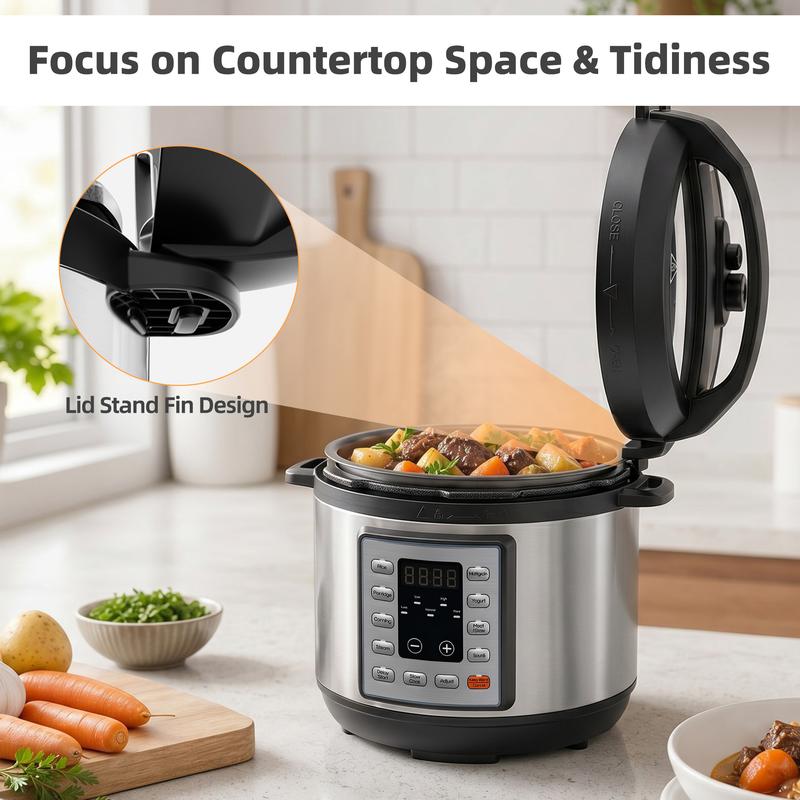 Olla a presión eléctrica: electrodoméstico de cocina multifuncional con programas preestablecidos para arroz, sopa, frijoles y preparación fácil de comidas familiares.