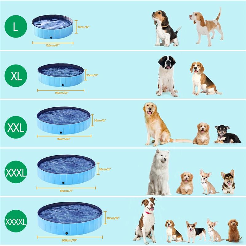 Piscina plegable para mascotas, bañera portátil para perros para interiores y exteriores, bañera portátil de PVC para perros para uso en jardín, playa, patio o en el hogar.