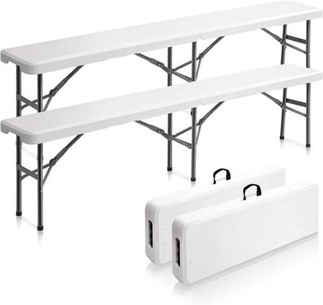 summervibes 6 feet Plastic Folding Bench,Portable in/Outdoor Picnic Party Camping Dining Seat, Garden Soccer Multipurpose Entertaining Activities, 1 Pack & 2 Pack