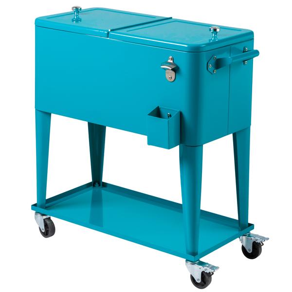 Incubadora con congelador de 80 cuartos con tubo de drenaje, carrito refrigerado con ruedas, recipiente aislado, abridor de botellas y ruedas con freno.