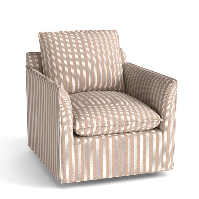 Sillón de lectura giratorio tapizado EBELLO con cojín de respaldo – Sillón moderno sin brazos con asiento suave y patas de madera para dormitorio, sala de estar, espacios pequeños, fácil de montar, silla de tocador
