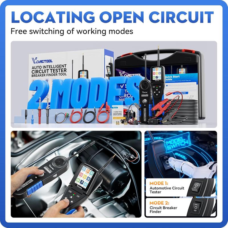 Probador automotriz VDIAGTOOL V500 Pro 2026 - Probador de relés de batería automotriz, herramienta de verificación de voltaje para automóviles, sonda de circuito de 9V-30V, buscador de disyuntores, multímetro, osciloscopio, buscador de circuitos abiertos