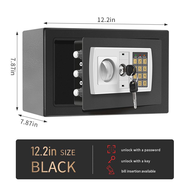Caja de seguridad electrónica con contraseña, caja fuerte para dormitorio universitario, caja fuerte, almacenamiento, caja de seguridad, cajas fuertes antirrobo. Caja fuerte mecánica para dinero con cerradura de llave. No se incluyen baterías.