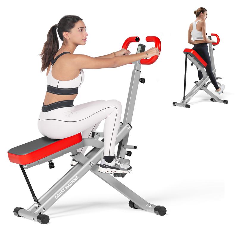 Máquina de sentadillas Dland para glúteos, resistencia ajustable, equipo de ejercicio plegable, máquina de ejercicios para piernas con capacidad de peso de 350 libras para mujeres, máquina de remo, TikTokShopBlackFriday Hiit Killer LCD Display