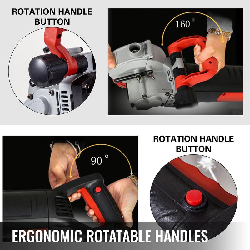 Máquina de ranurado de pared VEVOR 5800W con ancho de corte de 38 mm/1,5", profundidad de corte de 52 mm/2", ranuradora de pared con 8 hojas de sierra de 6,3" de diámetro y 5000 rpm, conformado en una sola pasada y sin polvo.