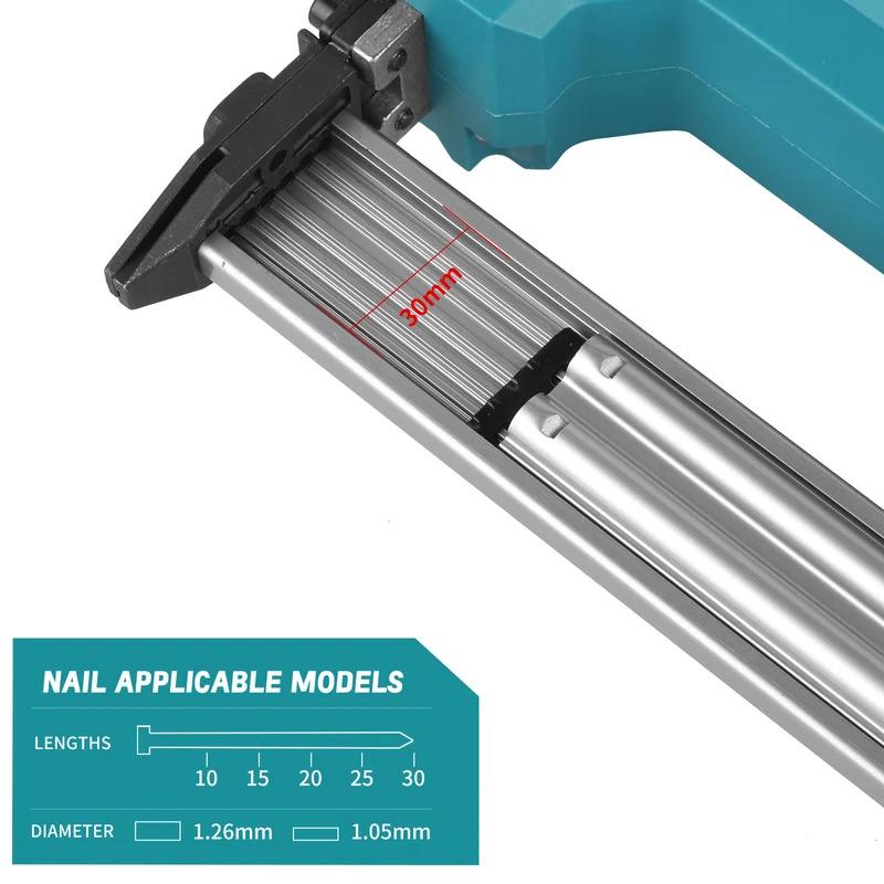 Clavadora eléctrica inalámbrica F30, apta para clavos rectos de 2/5 a 6/5 pulgadas, compatible con baterías de 18 V, ideal para carpintería, construcción o bricolaje. Altamente eficiente y estable. Portátil y de alta eficiencia.